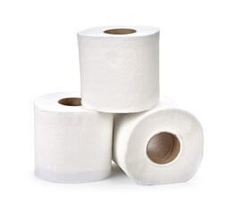 rolls of toilet paper on white background