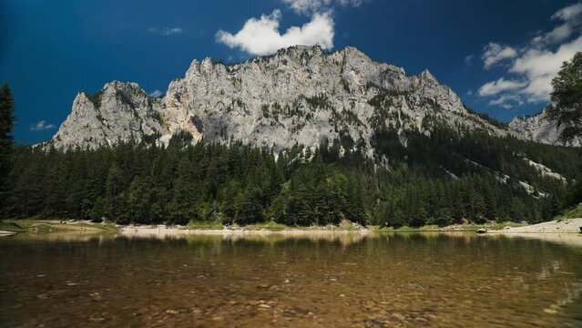 Gruner See, beautiful green lake with crystal clear water in summer, Gruner See, Styria, Austria