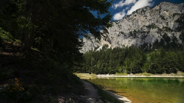Gruner See, beautiful green lake with crystal clear water in summer, Gruner See, Styria, Austria