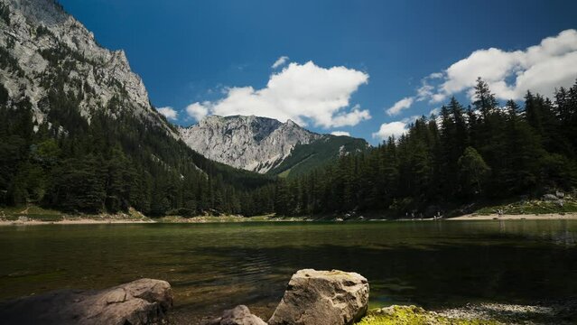 Gruner See, beautiful green lake with crystal clear water in summer, Gruner See, Styria, Austria