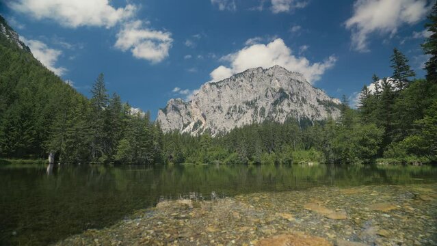 Gruner See, beautiful green lake with crystal clear water in summer, Gruner See, Styria, Austria