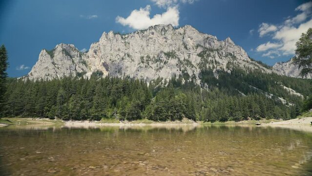 Gruner See, beautiful green lake with crystal clear water in summer, Gruner See, Styria, Austria