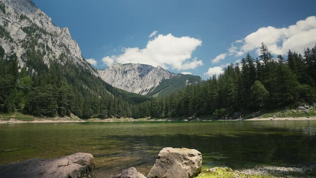 Gruner See, beautiful green lake with crystal clear water in summer, Gruner See, Styria, Austria