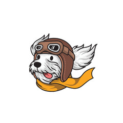 Cute dog face with helm pilot logo premium vector © bayu