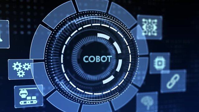 Industrial automation technology concept. Collaborative robot, cobot