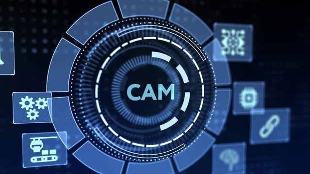 CAM Computer-aided manufacturing industrial technology automation concept.