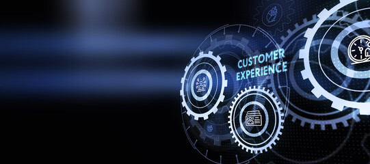 Business, technology, internet and network concept. The future of technology. Virtual screen of the future with the inscription: customer experience.