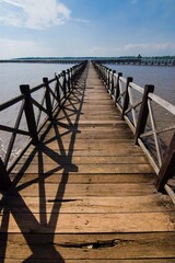 Fototapeta premium Strong and beautiful old wooden pier