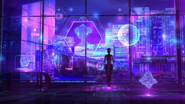 Bright background in sci-fi colors about the NFT collection