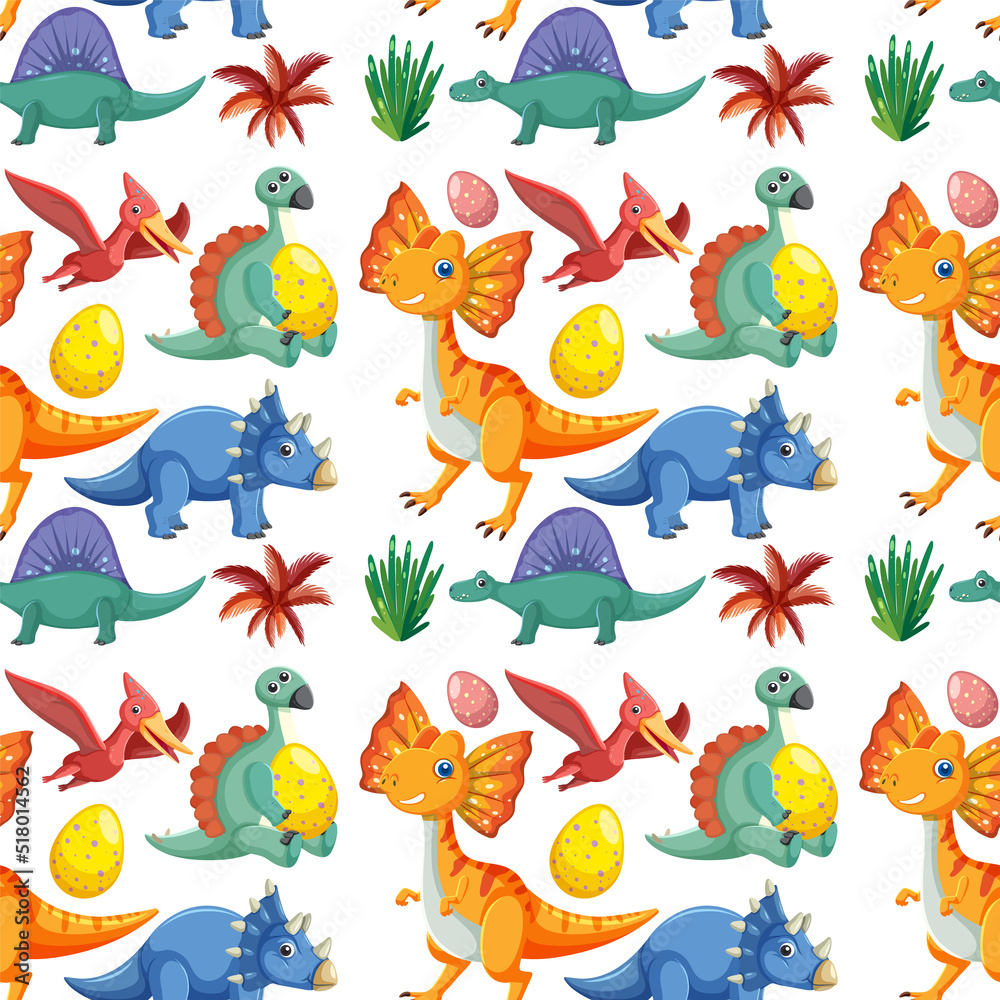 Sticker Cute dinosaur seamless pattern