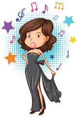 Female singer cartoon character