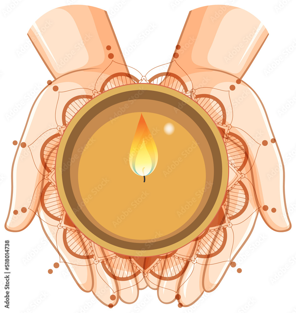 Sticker Diwali diya concept vector