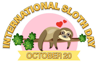 International sloth day banner concept vector © blueringmedia