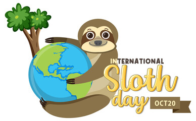 International sloth day banner concept vector