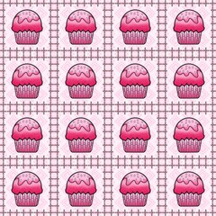 The Strawberry Cupcake design in pink seamless pattern