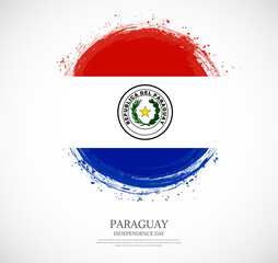 Fototapeta premium Creative circular grungy shape brush stroke flag of Paraguay on a solid background