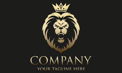 illustration lion king head luxury logo design