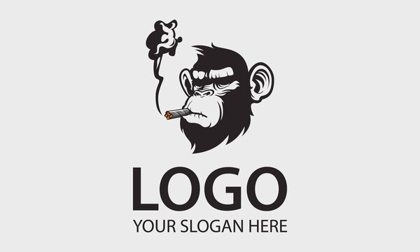 Smoking Cool Gorilla Head Logo Design