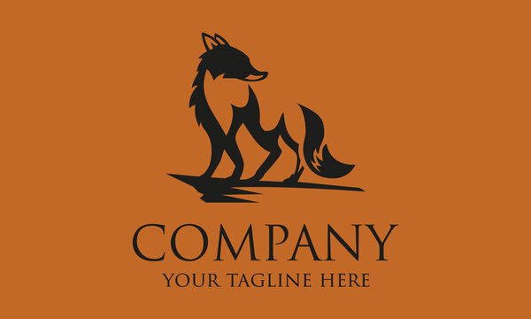 black fox on brown background logo design