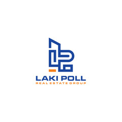 Abstract L P letter initial logo design for construction real estate property logo design