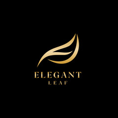 p and f gold leaf logo design template elegant style