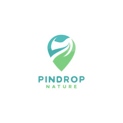 Pindrop with leaf logo design template