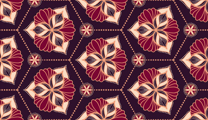 Geometric ethnic oriental pattern traditional Design for background,carpet,wallpaper,clothing,wrapping,Batik,fabric,Vector illustration.embroidery style.