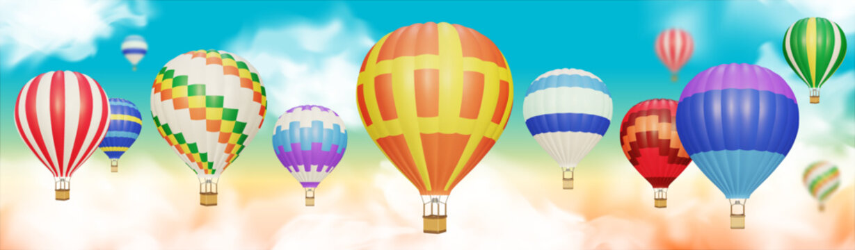 Colorful hot air balloons in the sky.