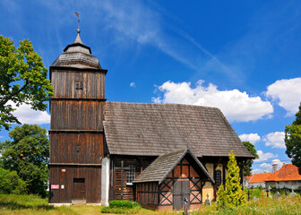 Wooden church of the Holy Apostles Peter and Paul in Oborki, Opolskie Voivodeship, Poland.