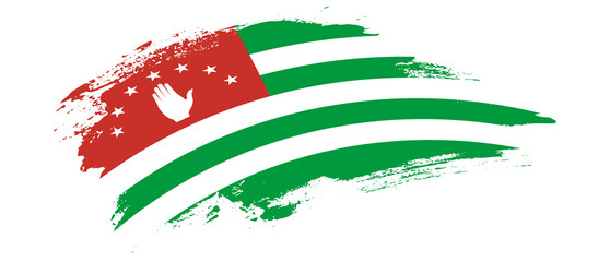 Obraz premium National flag of Abkhazia with curve stain brush stroke effect on white background
