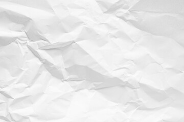 White crumpled paper texture background, clean white wrinkled paper, top view.