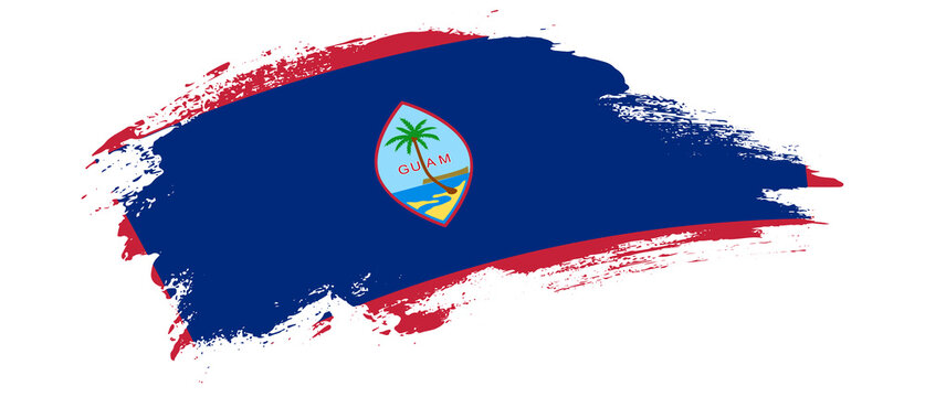 National flag of Guam with curve stain brush stroke effect on white background