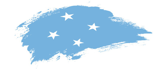 National flag of Micronesia with curve stain brush stroke effect on white background