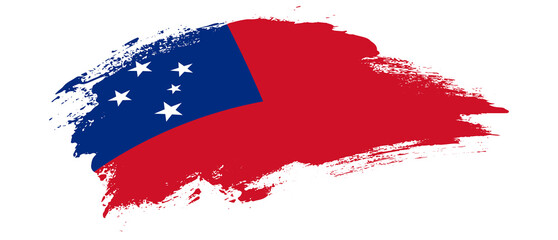 National flag of Samoa with curve stain brush stroke effect on white background