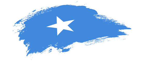 Obraz na płótnie Canvas National flag of Somalia with curve stain brush stroke effect on white background
