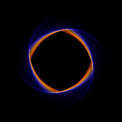 Blue orange round line spirography. Use photoshop layer mode lighten, screen, linear dodge (add) to remove the background	