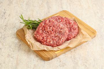 Raw beef burger cutlet for grill