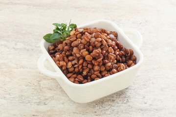 Boiled lentil in the bowl