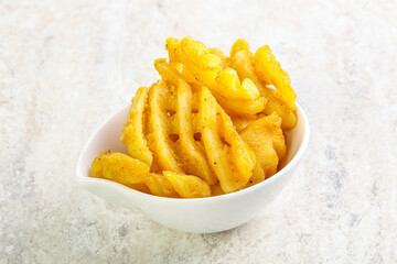 Fried potato slice in the bowl