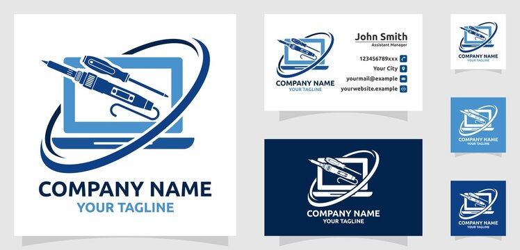 Laptop service logo, laptop repair logo, computer maintenance logo