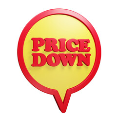 price down Text with a three-dimensional balloon,3D illustration