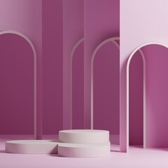 Naklejka na ściany i meble Abstract geometric shape pedestal scene minimal, design for cosmetic or product display podium 3d PREMIUM 