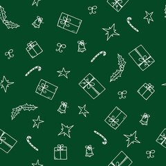 christmas and new year seamless pattern. hand drawn illustration in doodle style.