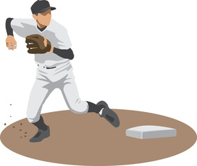 守備位置ショートのイメージイラスト（野球選手）