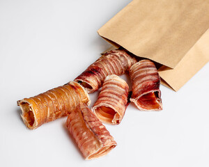 Natural dried treats for dogs. Treats for rewarding and training dogs. Dried meat products for...