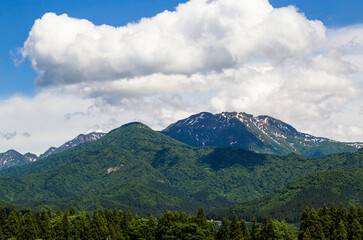 Scenery of Minamiuonuma town and Mount Echigo-Komagatake, That's located near Echigo Yuzawa town, Niigata prefecture.