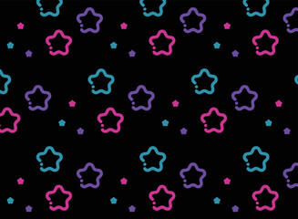 ネオンカラーのかわいい星のシームレスなパターン