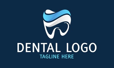 Blue and White Tooth Dental Clinic with Background Logo Design Concept
