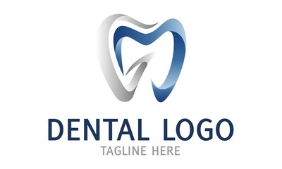 Blue Shine Abstract Tooth Dental Clinic Letter m Logo