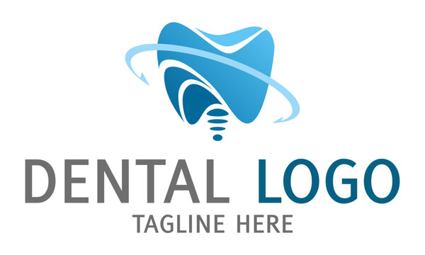 Abstract Tooth Dental Clinic Blue Tech Logo Design